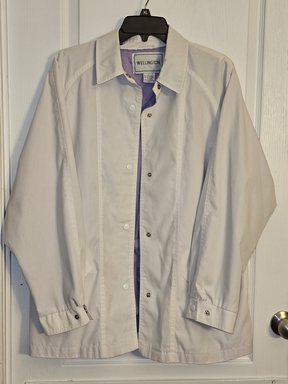 Wellington Vintage White Snap Button Oversized Lightweight Jacket Womens Large